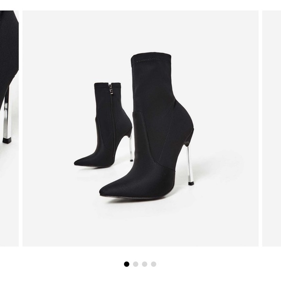 Skinny heel pointed toe sock boots - Picture 1 of 6